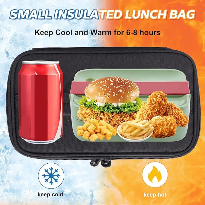 JOYHILL Tactical Lunch Box for Men, Small Reusable Lunch Bag Insulated Mini Cooler Bag with Handle for Office Work Picnic Beach, Black,4L