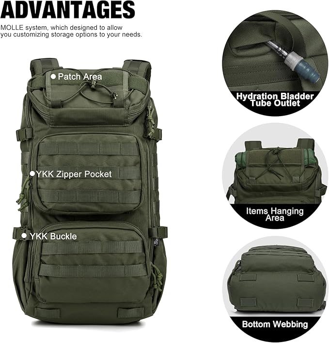 Mardingtop Tactical Backpacks Molle Hiking daypacks for Motorcycle Camping Hiking Military Traveling,25L Backpack