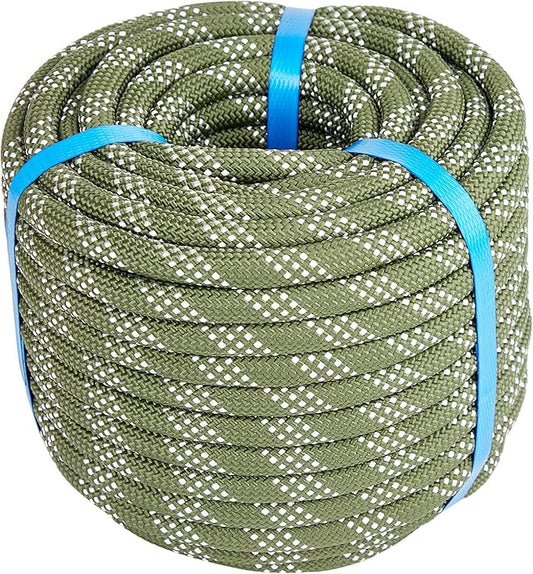 3/8 Inch 120ft Double Braided Polyester Arborist Rope, Heavy Duty Nylon Rope for Anchor, Tree Work, Cargo, Pulling, Sailing(ArmyGreen)