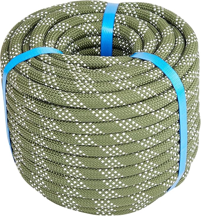 7/16 Inch 150ft Double Braided Polyester Arborist Rope, Heavy Duty Nylon Rope for Anchor, Tree Work, Cargo, Pulling, Sailing(ArmyGreen)