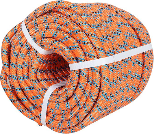 Arborist Tree Rope, 1/2inch by 150FT, 32 Strand Bull Rope up to 18KN Tensile Strength, Orange, Blue, Black