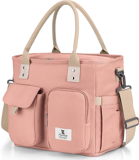 Hafmall 16L Large Pink Lunch Bag for Women, Loncheras para Mujer, Insulated Adult Lunch Tote Box for Work, 4.5Gallon