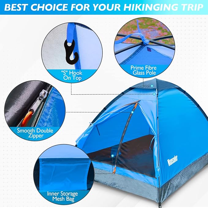 2 Person Camping Dome Tent,Waterproof Lightweight Portable Tents for Outdoor Camping Hiking Travel