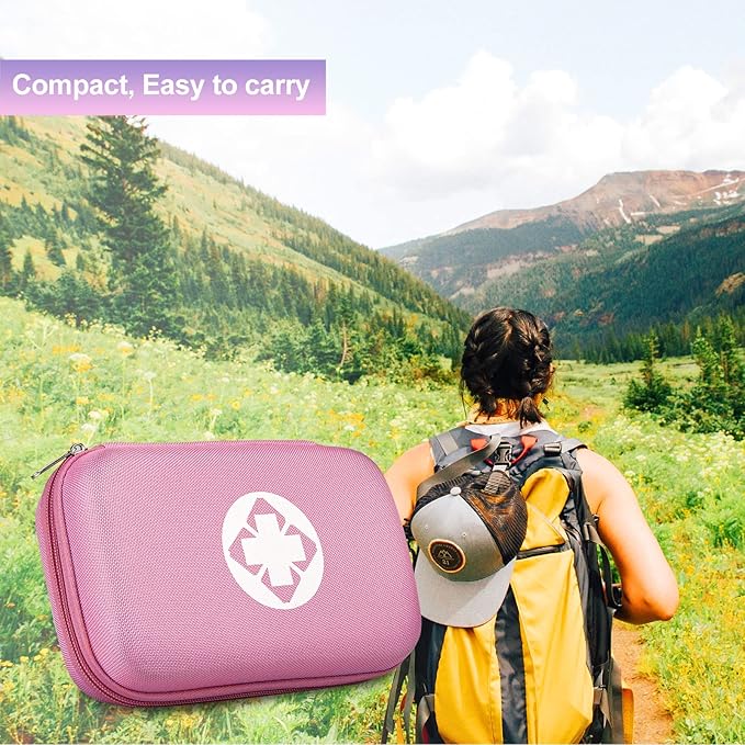 274PCS Travel First Aid Kit Supplies for Business, Emergency Backpacking Essentials Items Trauma First Aid Survival Kits for Outdoor Adventure, Pink Monoki
