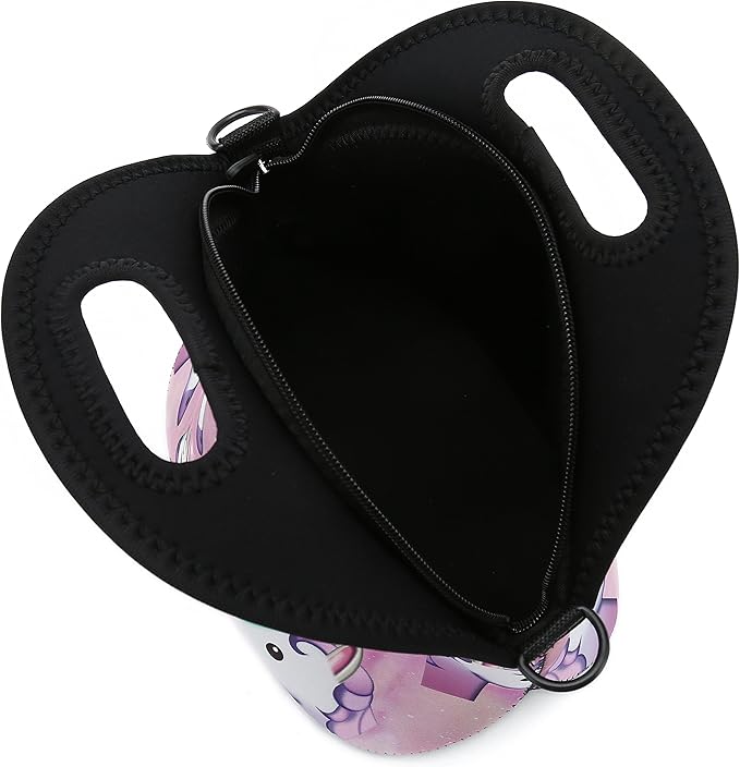 Insulated Neoprene Lunch Bag Removable Shoulder Strap Reusable Thermal Thick Lunch Tote Bags For Women,Teens,Girls,Kids,Baby,Adults-Lunch Boxes For Outdoors,Work,Office,School (Many Unicorns)