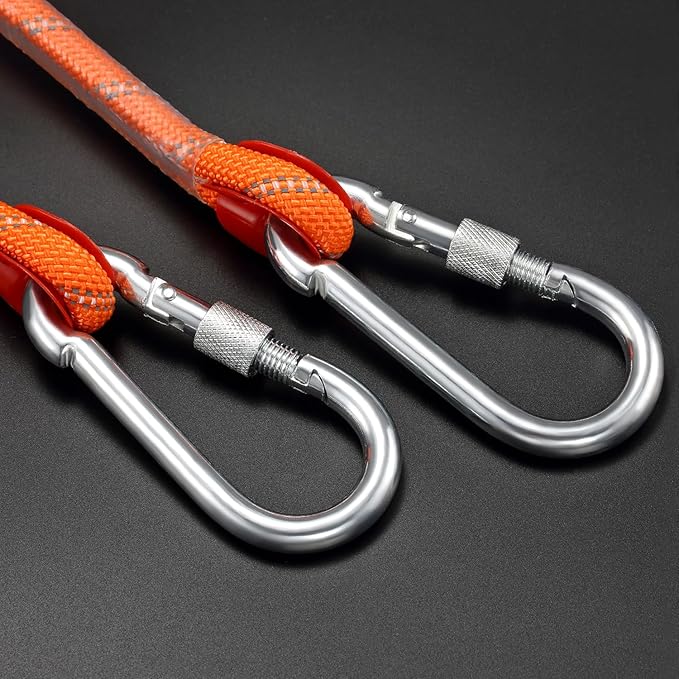 1/2 in x 32 FT Boat Marine Rope for Canyoneering, Floating, Fishing, Rafting, Camping, Hiking, Hunting, Anchor, Arborist Tree, Rafting, Rescue Nylon/Polyester Orange with Hook