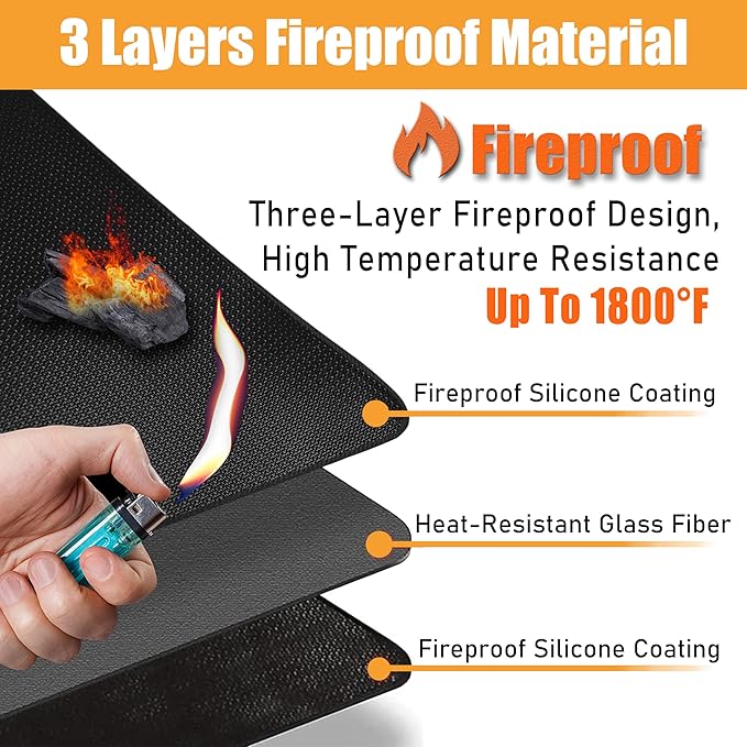 Fire Pit Mats for Under Fire Pit Compatible with Solo Stove Ranger Accessories Compatible with Solo Stove, 3-Layer Esay to Clean Under Grill Mats for Outdoor Grill to Protect The Deck, Patio, 39in