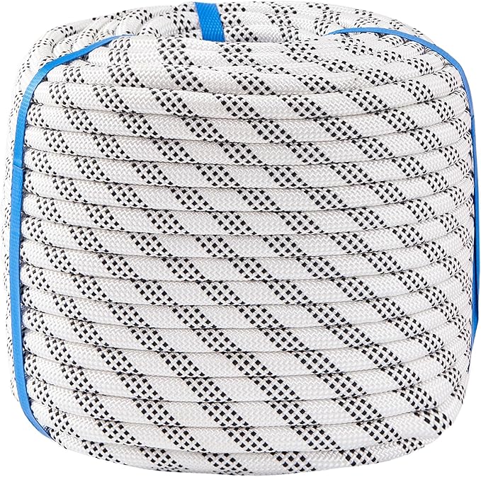 1/2 Inch 50ft Double Braided Polyester Arborist Rope, Heavy Duty Nylon Rope for Anchor, Tree Work, Cargo, Pulling, Sailing(White)