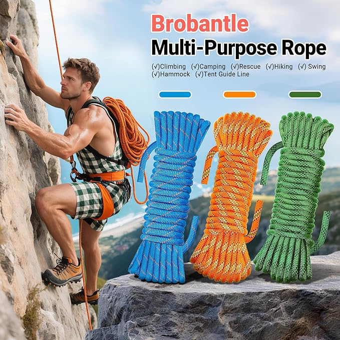 10.5mm Climbing Rope,Static Rock Climbing Rope for Escape Rope Ice Climbing Equipment Fire Rescue Parachute