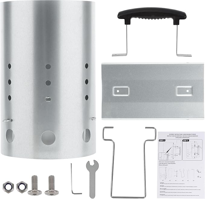 E500 Larger Charcoal Chimney Starter with 60Pcs Charcoal Starter, Coal Chimney Starter for Grill, BBQ Fire Starter Kit