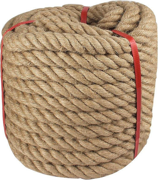 Twisted Manila Rope 1 in x 50 feet Natural Hemp Rope for Docks Railing Nautical Landscaping Crafts Tug of War Marine Tie-Downs Hammock Home Decorating DIY Projects