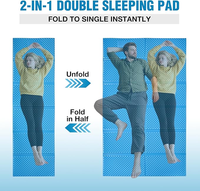 REDCAMP Foldable Foam Camping Pads for Sleeping, Waterproof Closed Cell Foam Camping Sleeping Pad - Ultra-Lightweight for Hiking & Backpacking, R-2.1 Insulated, Royal Blue/Grey/Green/Brown/Khaki