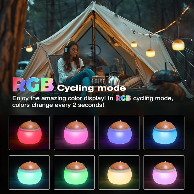 Camping Lantern, 4 Light Modes LED Camping Lantern with Hanging Hook Silicone Rechargeable Camping Light Battery Operated Waterproof Tent Light for Patio Garden Party Hiking Hurricane Emergency