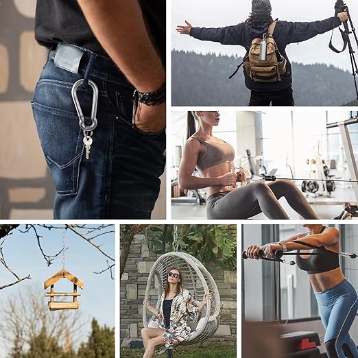 Large Carabiner Clip Hooks, 2pcs 5.5 inch Carabiners Heavy Duty, 304 Stainless Steel Spring Snap Hook Fits Camping Hanging Hiking Weight Lifting, Metal Clips for Rope or Chain