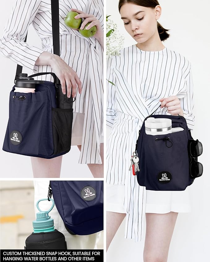 Sports rabbit Insulated Lunch Bag for Men – Compatible with Rubbermaid Food Containers – Water-Resistant Wax-Coated Oxford Fabric Leakproof Cooler Tote – Perfect for Work, Travel, Picnics (Dark Blue)