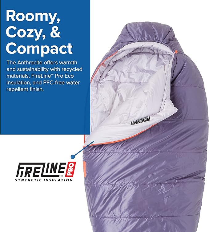 Big Agnes Anthracite | 20-30 Degree Fireline Pro Synthetic Fill Mummy Sleeping Bag