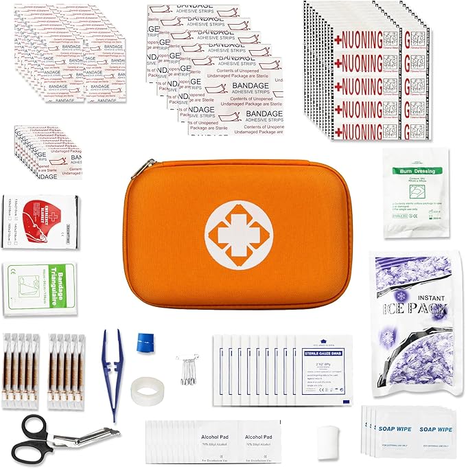 First Aid Kit Emergency Kit Camping Essentials Car-Home Orange First-Aid Bag - 277 Piece Emergency Supplies Hiking First Aid Kit for Backpack Survival Kits for Disaster Preparedness YIDERBO