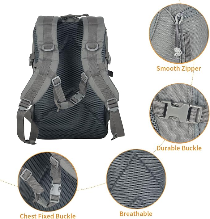 Small Tactical Backpack Military Daypack 12L Molle Bag Rucksack Army Daypack for Outdoor,Hiking,Camping,Travel (Grey)