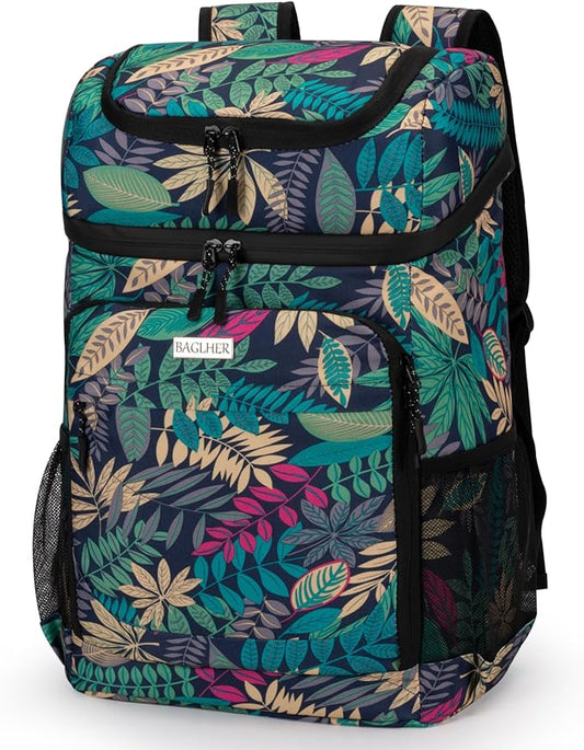 BAGLHER Lightweight Insulated Cooler Backpack - 30 Cans, Leak-Proof for Lunch, Picnic, Hiking, Camping Trips