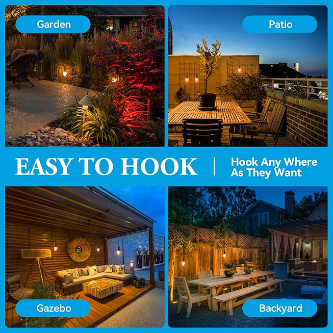 Rechargeable LED Battery Operated Lights, 3 Modes Press Switch Hanging Lamp, Tubular Gaze Lights, Portable Outdoor Lantern for Patio Waterproof, 1 Pack