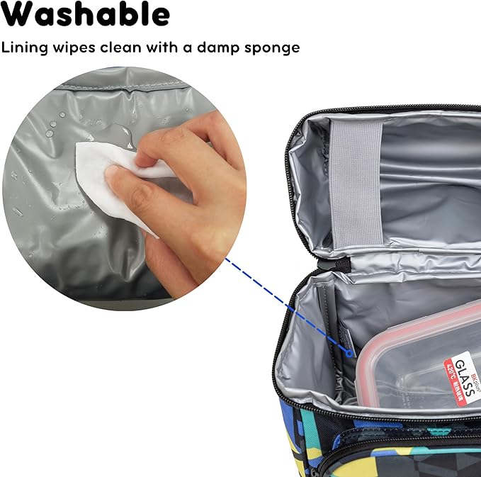 J World Corey Kids Lunch Bag. Insulated Lunch-Box for Boys Girls, Cubes