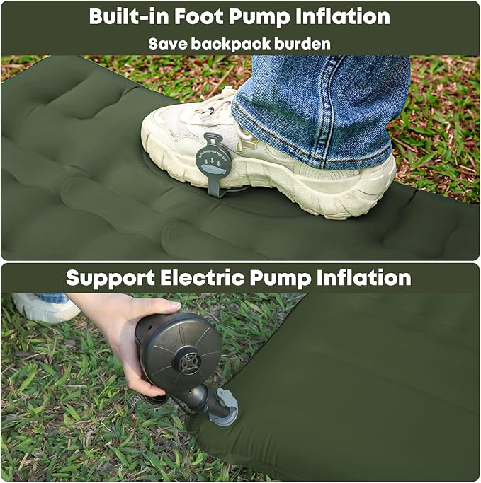 Sleeping Pad 4.7" Extra Thick, Upgraded Reinforced Support Structure with Built-in Foot Pump and Pillows Portable Camping Air Mattress Bed for Tent Backpacking Hiking