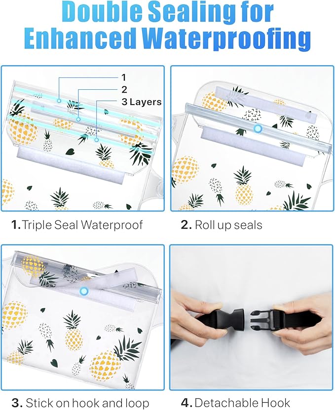 F-color Waterproof Fanny Pack - Waterproof Phone Pouch with Waist Strap - Cruise Essentials 2025 Must Haves Waterproof Pouch Dry Bag Keep Phone Valuables Safe for Beach Kayaking Boating Fishing