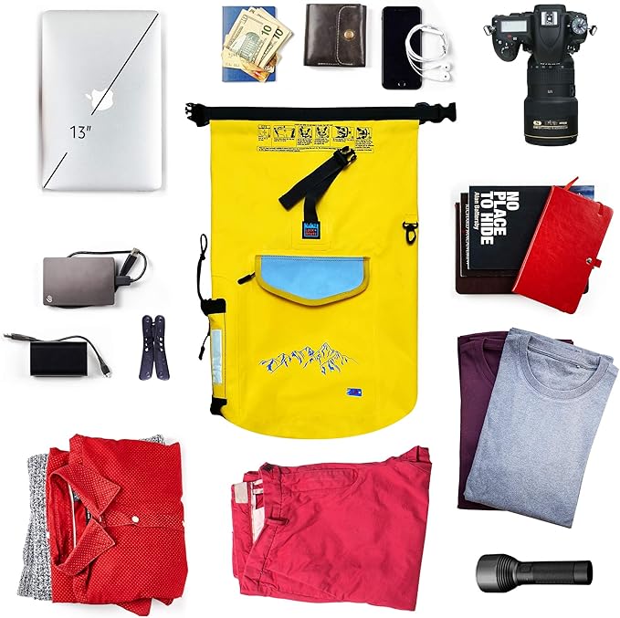 Luck route Dry Bag - Waterproof Backpack for Kayaking, Boating and Fishing - Quick-Access Outer Pocket & 500D Tear Resistance PVC