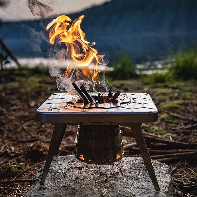nCamp - Multi-Fuel Portable Camping Stove, Portable Gas Stove, Portable Wood Stove, Single Burner Propane Stove, Lightweight w/Collapsible Combustion Chamber (Stove Only). Mini-Stove, Compact Stove