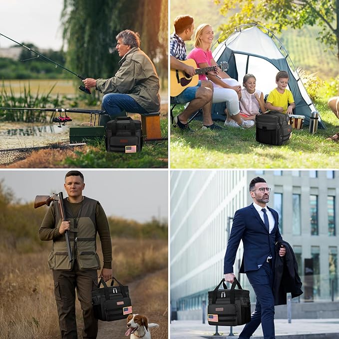 Tactical Lunch Box for Men- Large Insulated Lunch Bag-Expandable Adult Lunch Box with Adjustable Shoulder Strap-Large Lunch Tote Bag for Work Camping Fishing (Black)