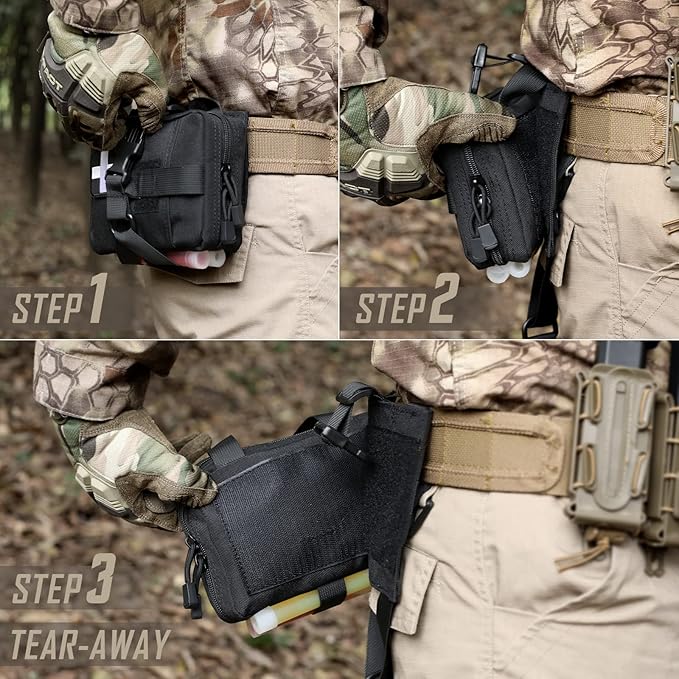 Tactical EMT Pouch, Rip Away Molle Medical Pouches IFAK Tear-Away First Aid Kit Emergency Survival Bag for Travel Outdoor Hiking
