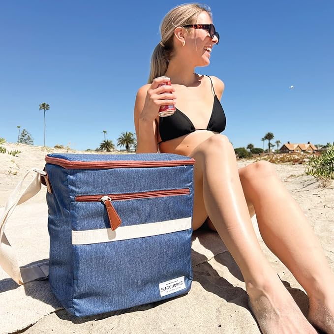 Fit & Fresh Foundry Soft Cooler Bag Insulated Leak Proof, 12 Can Small Soft Sided Cooler Bag for Men and Women, Portable Travel & Beach Cooler Bag with Removable Hard Liner, Stain Resistant