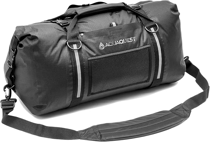 AquaQuest White Water Duffel - 100% Waterproof, Heavy Duty, Versatile, Comfortable - Durable Protective Dry Bag for Travel, Sport, Motorcycle, Boat, Fishing - 50, 75, or 100 L