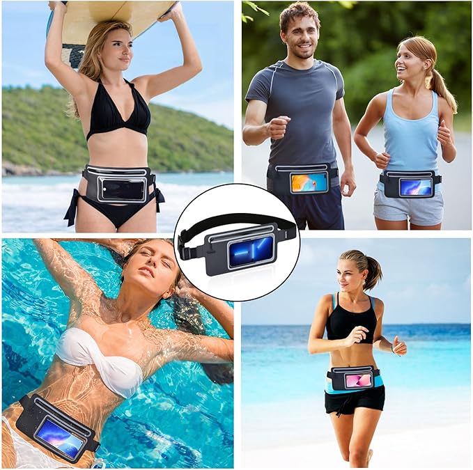 Dry Bags Waterproof Fanny Pack Women for Swimming Kayaking Men Running Belt Bag Kids Waist Bag,Slim Waist Pack Fit Sea Beach Boating Rafting Water Sport Travel Hiking Camping Cell Phone Pouch