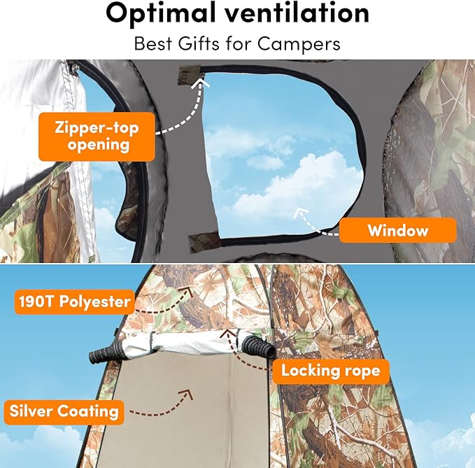 Pop Up Privacy Tent Shower Tent Changing Tent Portable Outdoor Camping Bathroom Toilet Tent Changing Dressing Room Privacy Shelters Room for Hiking and Beach Sun Shelter Picnic Fishing- Waterproof