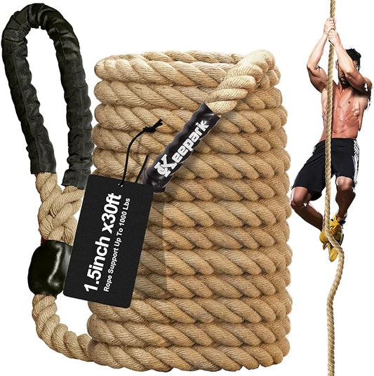 Climbing Rope 1.5 Inch Diameter 10FT 15FT 20FT 25FT 30FT 35FT Gym Climbing Rope for Fitness & Strength Training, Workout Exercises Climbing Rope for Adults Kids Outdoor or Home Indoor