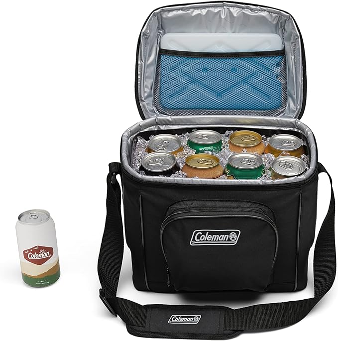 Coleman Chiller Insulated Soft Cooler, Leakproof 9/16/30 Can Cooler with 12+ Hour Ice Retention, Made with Recycled Materials, Great for Lunch, Camping, Beach, Pool, Sports, & More