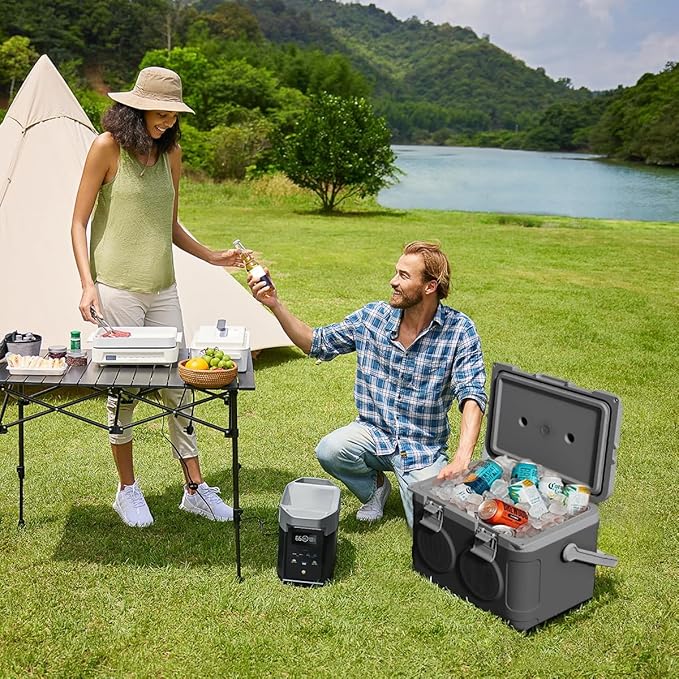 Camp Cooler with Bluetooth Speaker 22 Quart，48 Hours Ice Retention, Portable Handle, Outdoor Camping Cooler for BBQs, Beach, Hiking