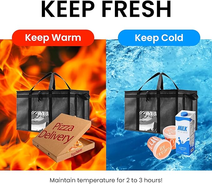 NZ home 3XL Insulated Cooler Bag and Food Warmer for Delivery & Grocery Shopping with Zippered Top, Green (1 Pack)