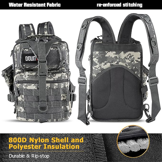 Tactical Backpack Medium EDC DayPack Military Molle Backpacks Bag Outdoor Rucksack for Fishing Hunting Camping (ACU Digital)