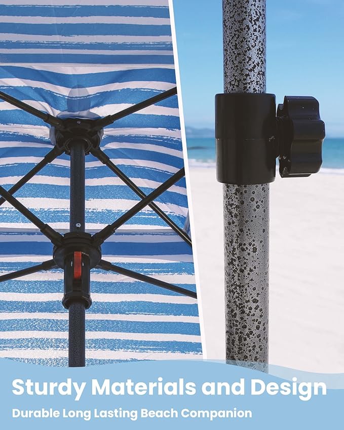 Qipi Beach Cabana - Easy to Set Up Canopy, Waterproof, Portable 6' x 6' Beach Shelter, Included Side Wall, Shade with UPF 50+ UV Protection, Ultimate Sun Umbrella - for Kids, Family & Friends