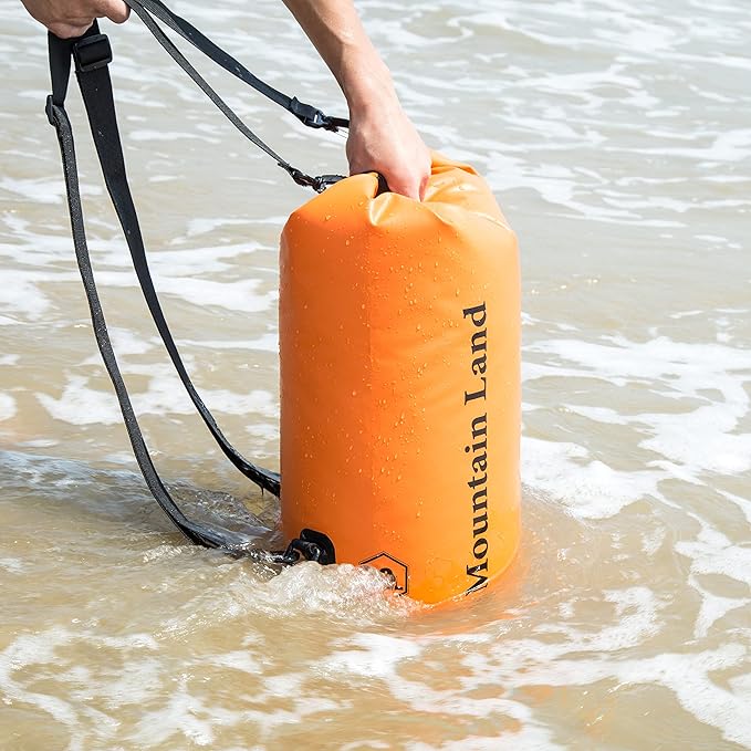 Mountain Land Waterproof Beach Dry Bag Roll Top Backpack Boat Bag Dry Sack for Kayaking Rafting Fishing Hiking Camping (Orange-40L, 40L)