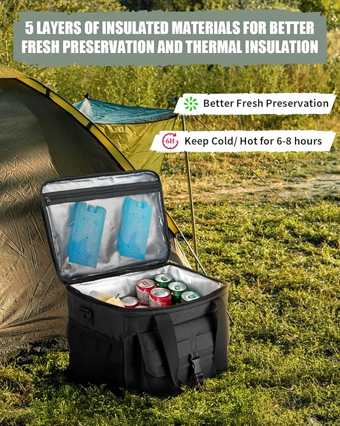 JOYHILL Lunch Box for Men, 40 Cans Large Insulated Lunch Bag, Leakproof Portable Cooler Bag with Shoulder Strap for Camping, Beach, Outdoor, Picnic, Food Delivery 30L,Blue