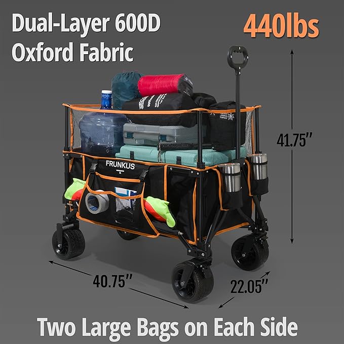 Frunkus Collapsible Wagon with Wheels, Foldable