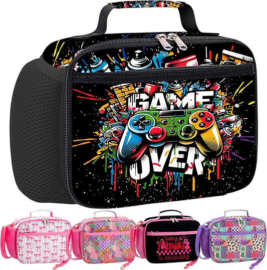 RLGPBON Kids Lunch Bag,Insulated Lunch Box for Girls Boys,Game Lunch Bag Toddler Teen,School Daycare Cute Travel bags