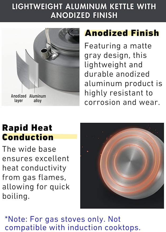 CAMPINGMOON 0.8L Camping Kettle Coffee Tea Pot Portable Ultra-Light S800