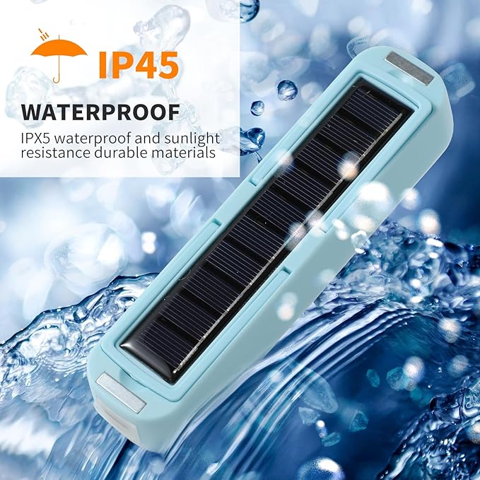 Solar Rechargeable Camping Lantern - 2000 Lumens, 4 Light Modes, Portable Power Bank (Blue)