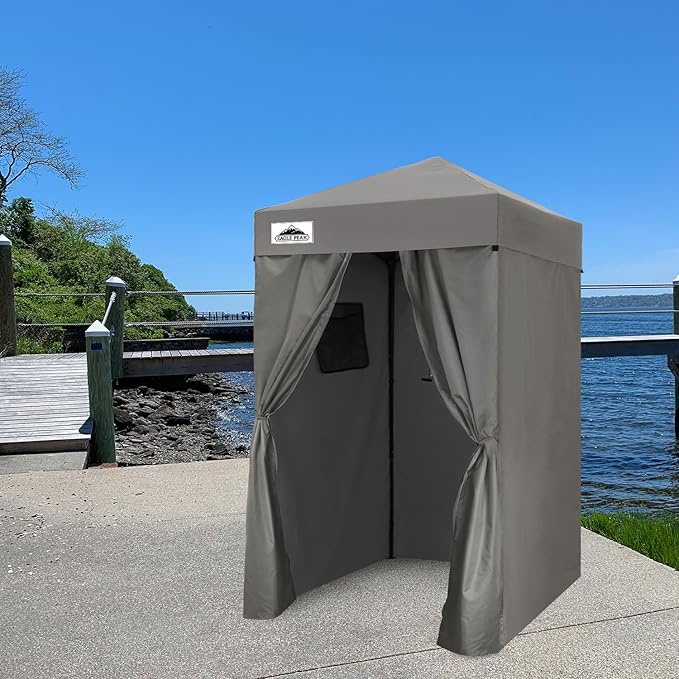 EAGLE PEAK Flex Ultra Compact 4x4 Pop-up Canopy, Sun Shelter, Changing Room, Portable Privacy Canopy Cabana for Pool, Fashion Photoshoots, or Camping, 4x4 ft, Dark Gray