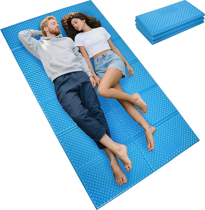 REDCAMP Foldable Foam Camping Pads for Sleeping, Waterproof Closed Cell Foam Camping Sleeping Pad - Ultra-Lightweight for Hiking & Backpacking, R-2.1 Insulated, Royal Blue/Grey/Green/Brown/Khaki