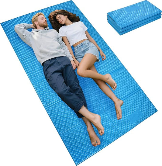 REDCAMP Foldable Foam Camping Pads for Sleeping, Waterproof Closed Cell Foam Camping Sleeping Pad - Ultra-Lightweight for Hiking & Backpacking, R-2.1 Insulated, Royal Blue/Grey/Green/Brown/Khaki